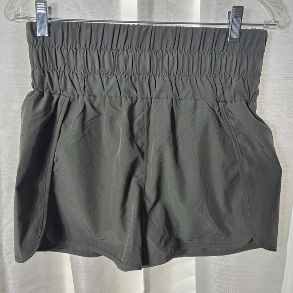 New In Woman's Olive Green Running Shorts with Bikini Lining Sz Large NWOT - Picture 1 of 8